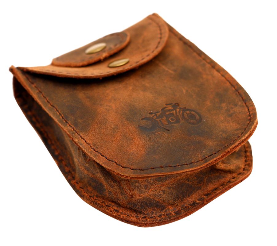 Soft Vintage Leather or Soft Suede 'Miser's Coin Purse - Hand Cross Stitched