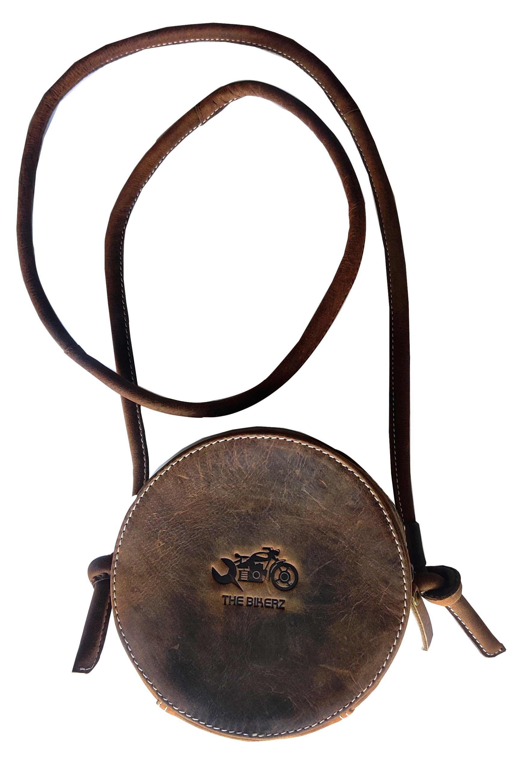BUFF LEATHER ROUND SLING BAG FOR WOMEN - The Bikerz